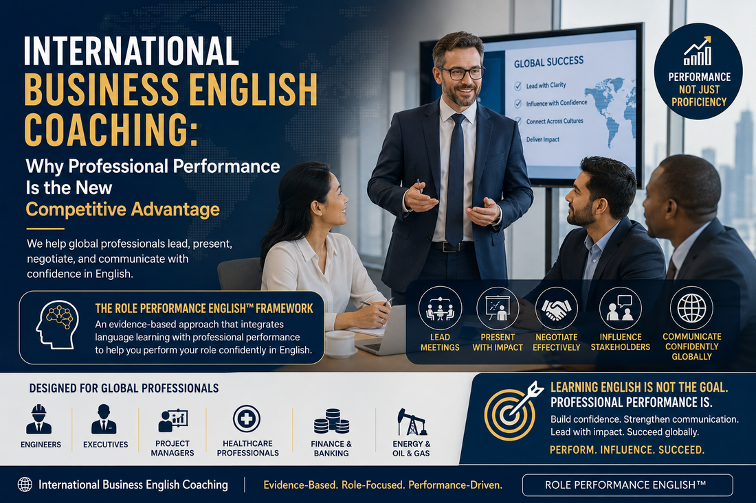 Confident Non-Native English speaking Professionals discussing International Business English Coaching: Why Professional Performance