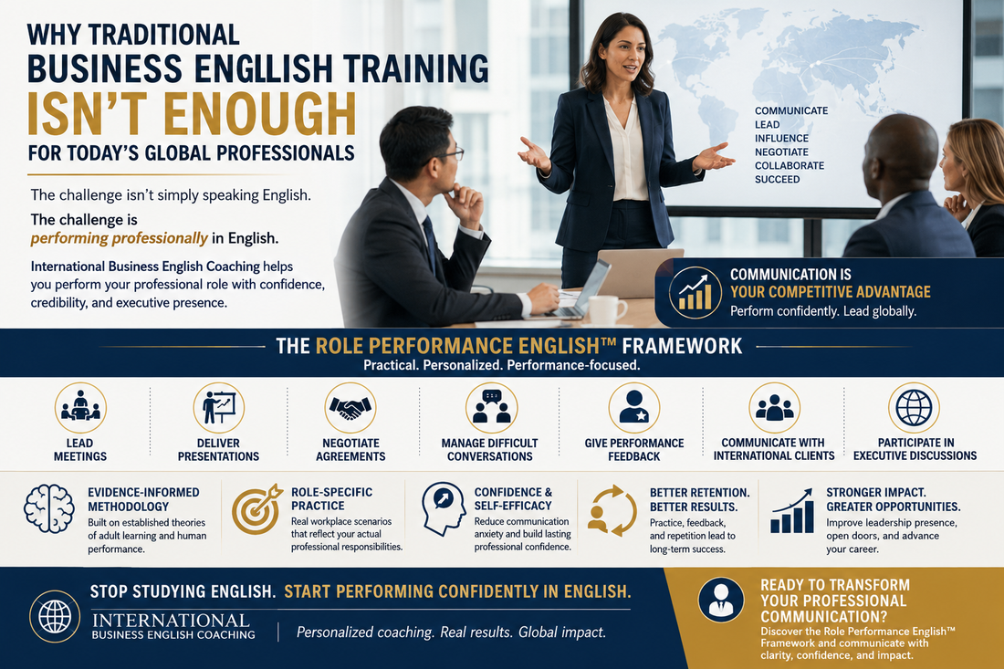 Confident Non-Native English speaking Professionals discussing Why Traditional Business English Training Isn't Enough for Today's Global Professionals